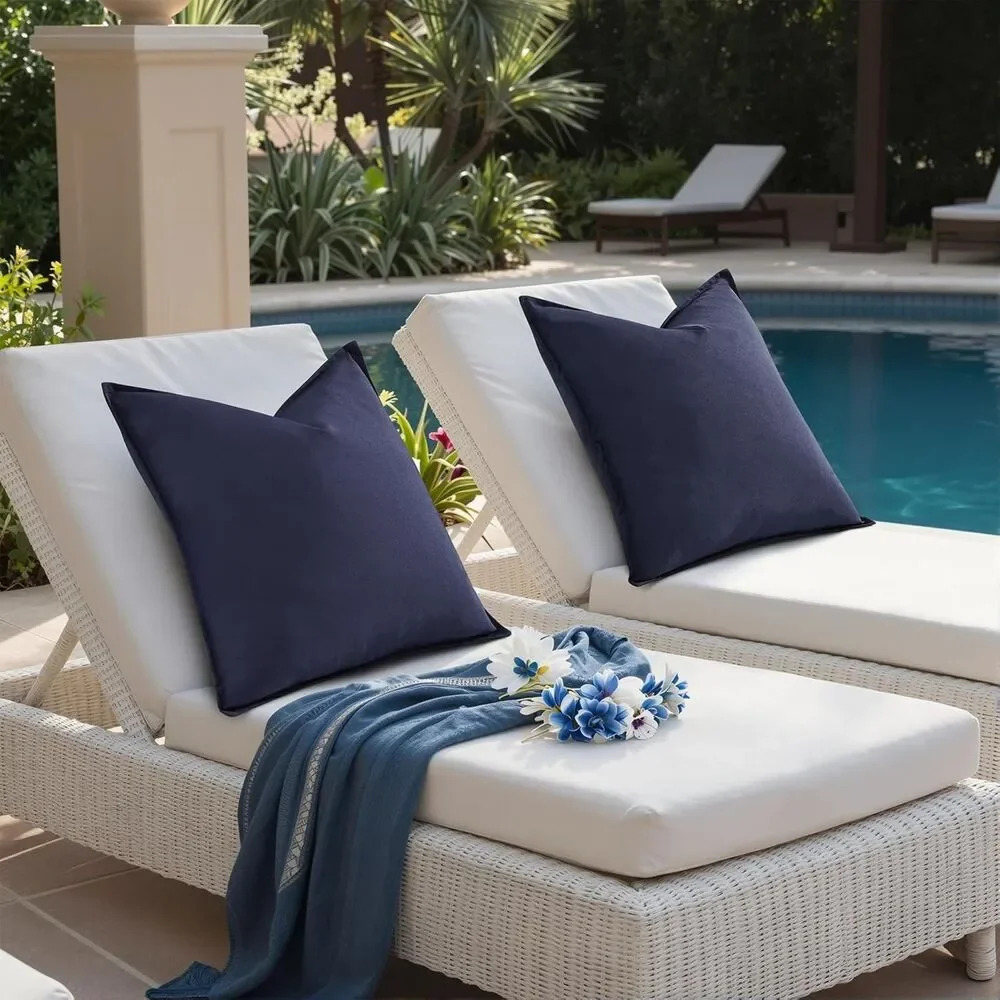 🌊 decorUhome Navy Blue Waterproof Outdoor Pillow Covers 18x18 Set of 2